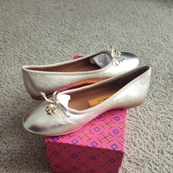 Tory Burch Metallic Gold Loafers - Picture 6 of 10